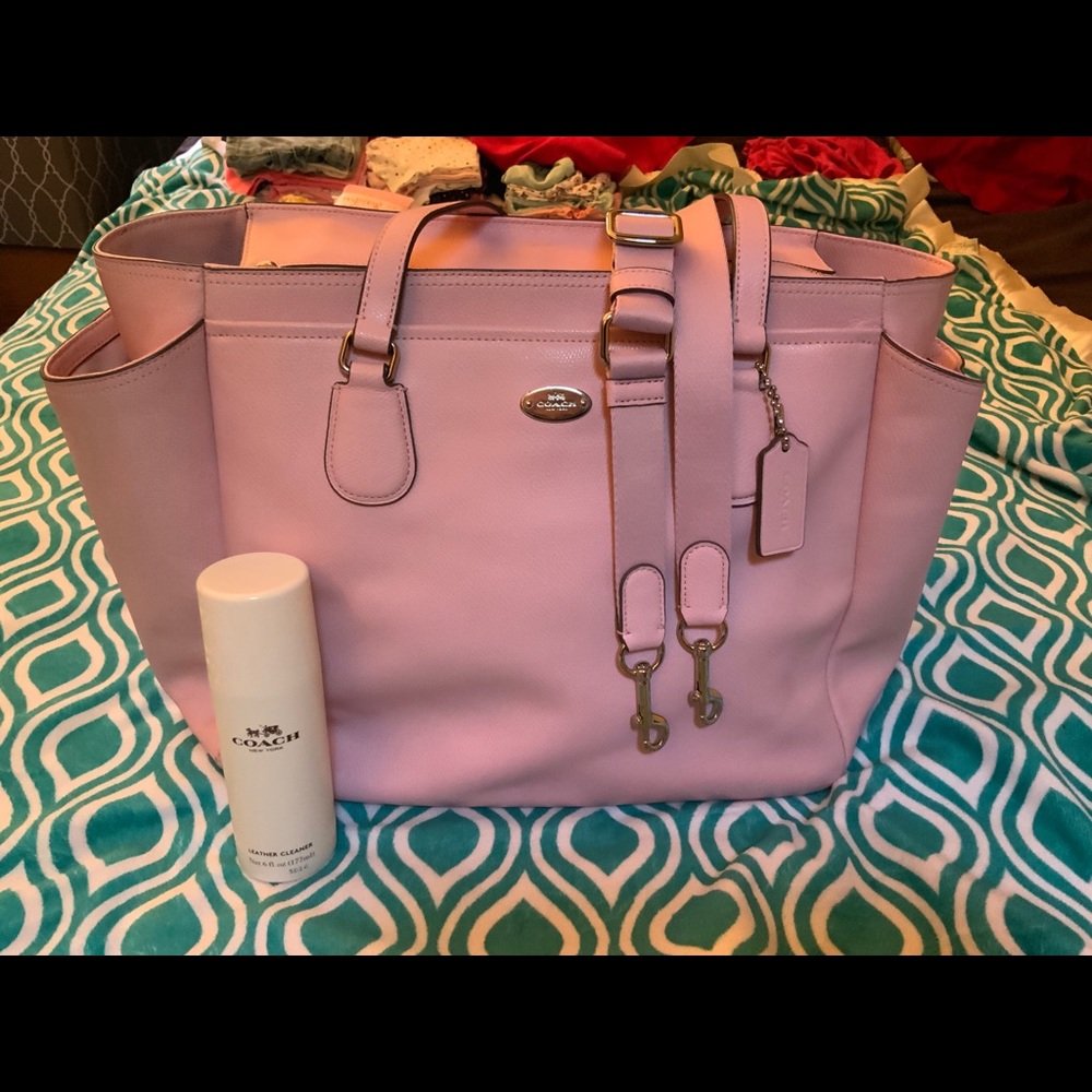 Pink Coach Leather Diaper Bag